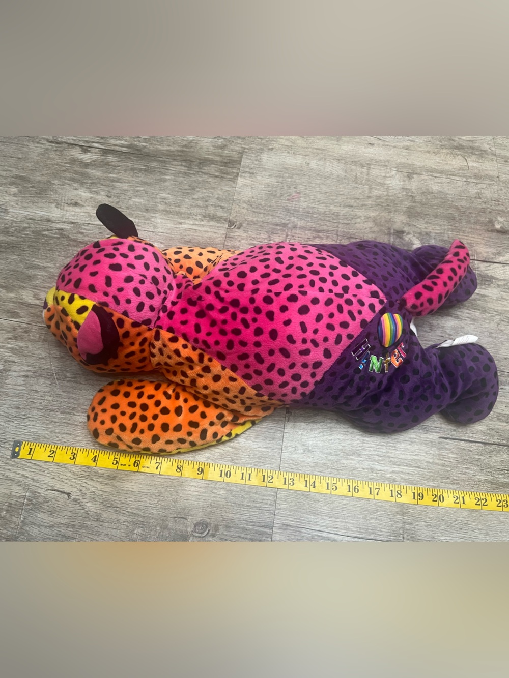 Vintage Lisa Frank Hunter Leopard Plush XL 24” Rainbow Stuffed Animal Rare